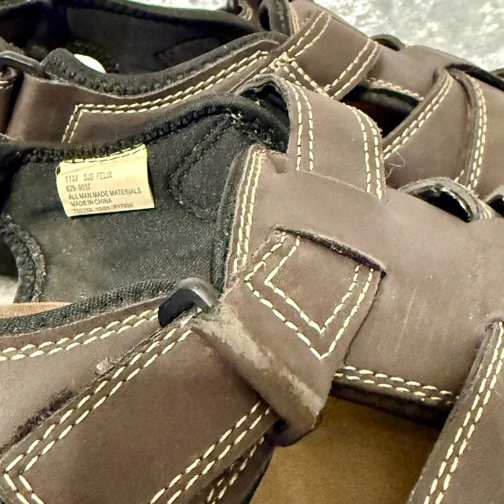 St Johns Bay Felix‎ Mens 11M Dark Brown Fisherman Sandals Memory Foam SJB FELIX